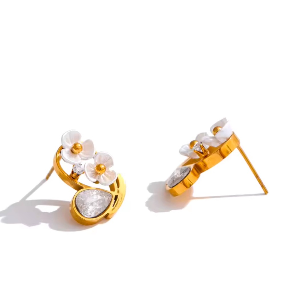 Stainless Steel Flower Stud Earrings